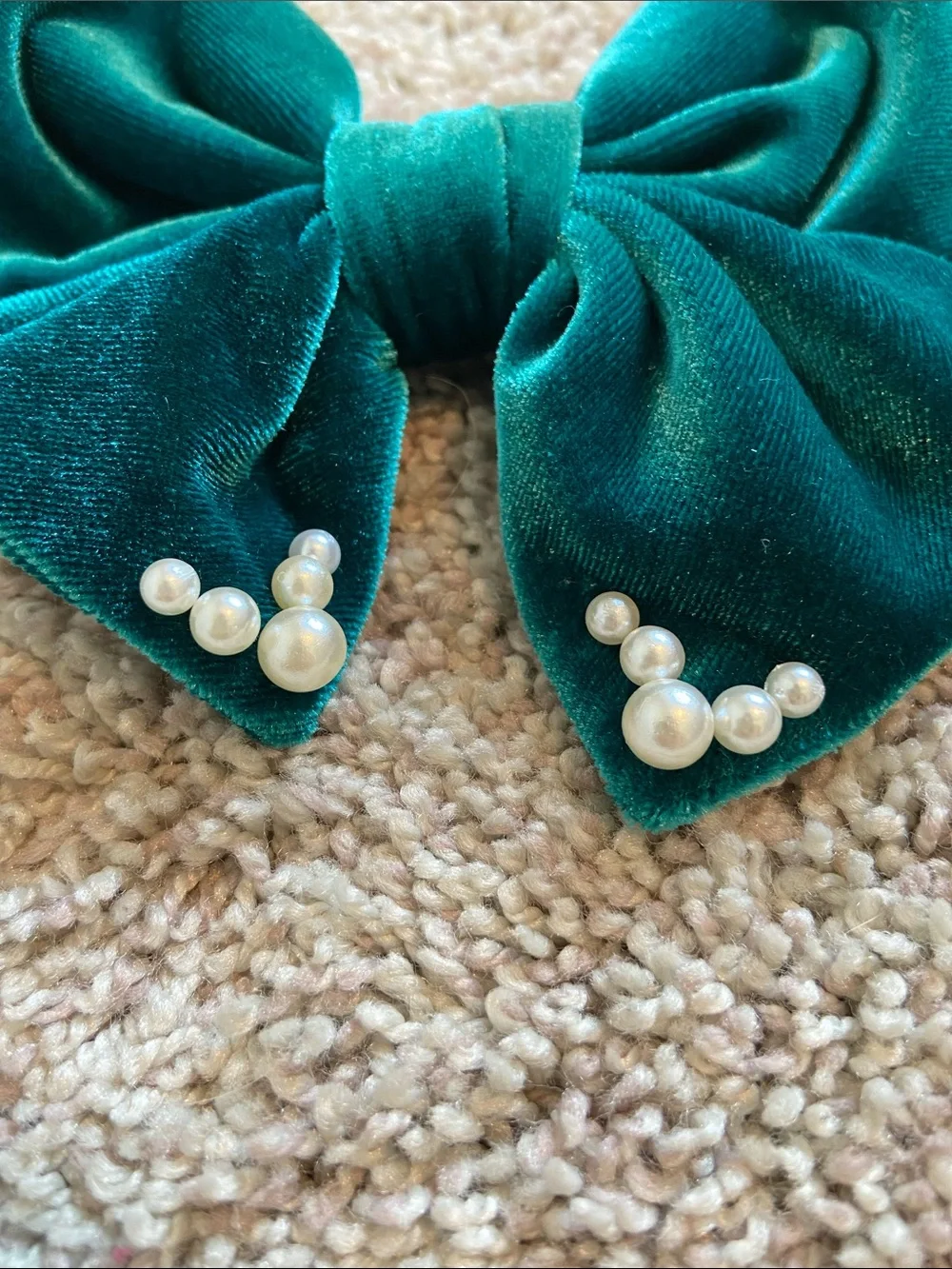 Handmade Dark Green Velvet Bow Hair Clip